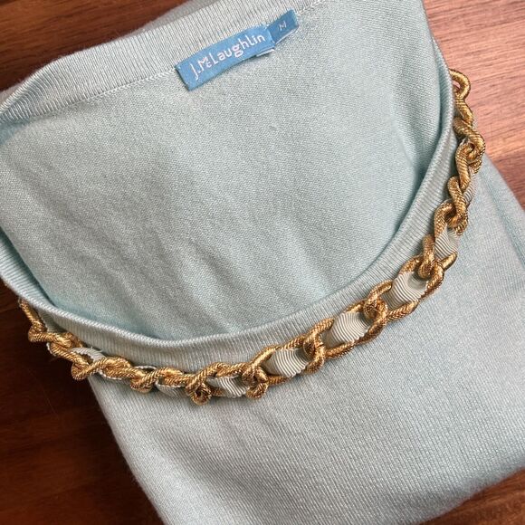 J. McLaughlin Pullover Sweater Top w/ Built-in Necklace Light Blue Womens Medium - Picture 5 of 5